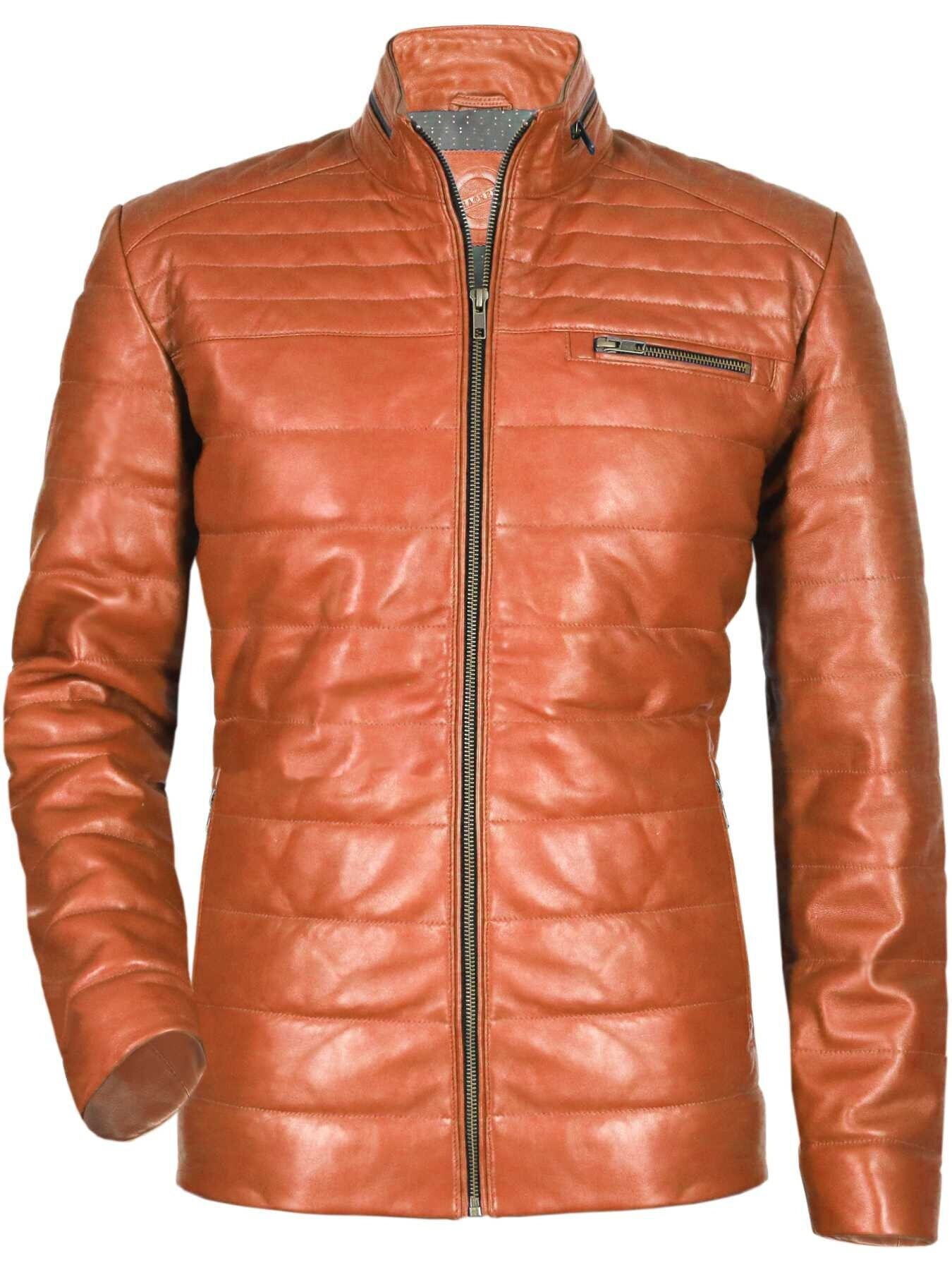 Orange Leather Coat - Etsy UK