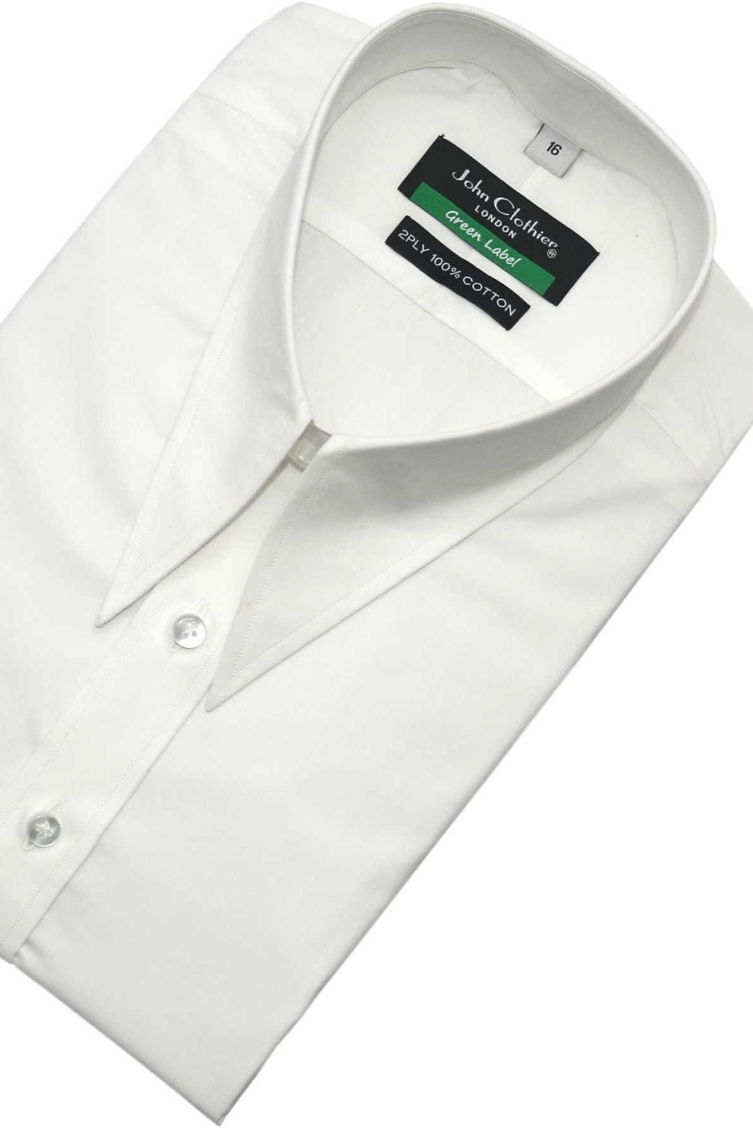 Goodfellas Revival Spearpoint Collar Plain White Formal Eveaning Dress ...