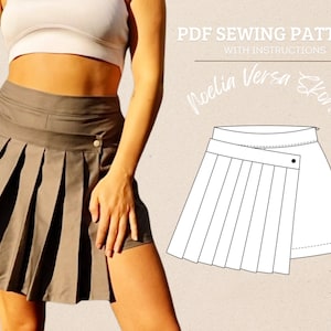Women’s Detachable Mini SKIRT/SHORT Pdf Instructions Sewing PATTERN, Noelia Versa Skort & Half Pleated Skirt Pattern Gift for Sewers