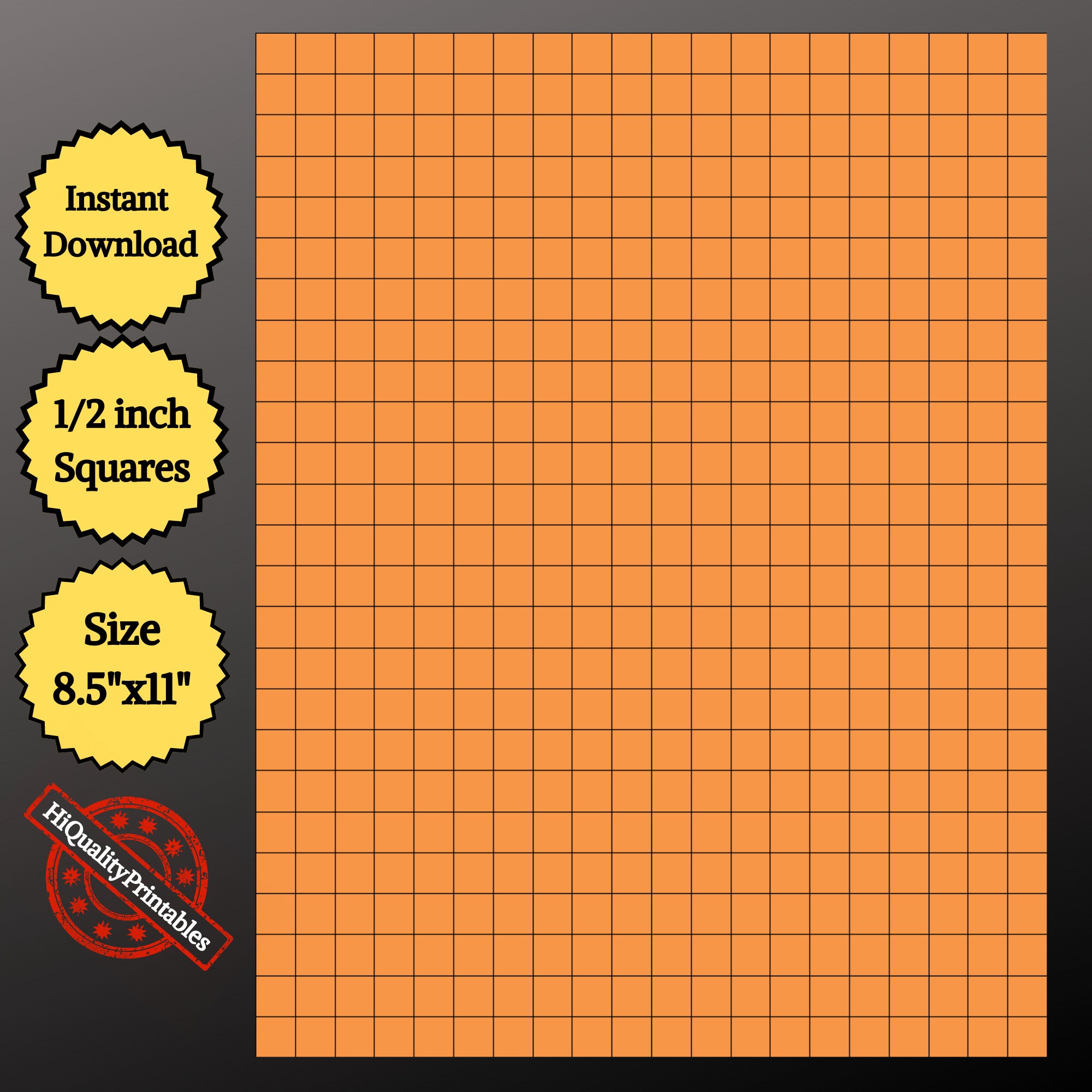 1/2 Inch Graph Paper US Letter Printable Grid Paper Etsy