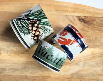 Upcycled Maine Cuff bracelets Handcrafted from License Plates, Repurposed Jewelry for Everyone