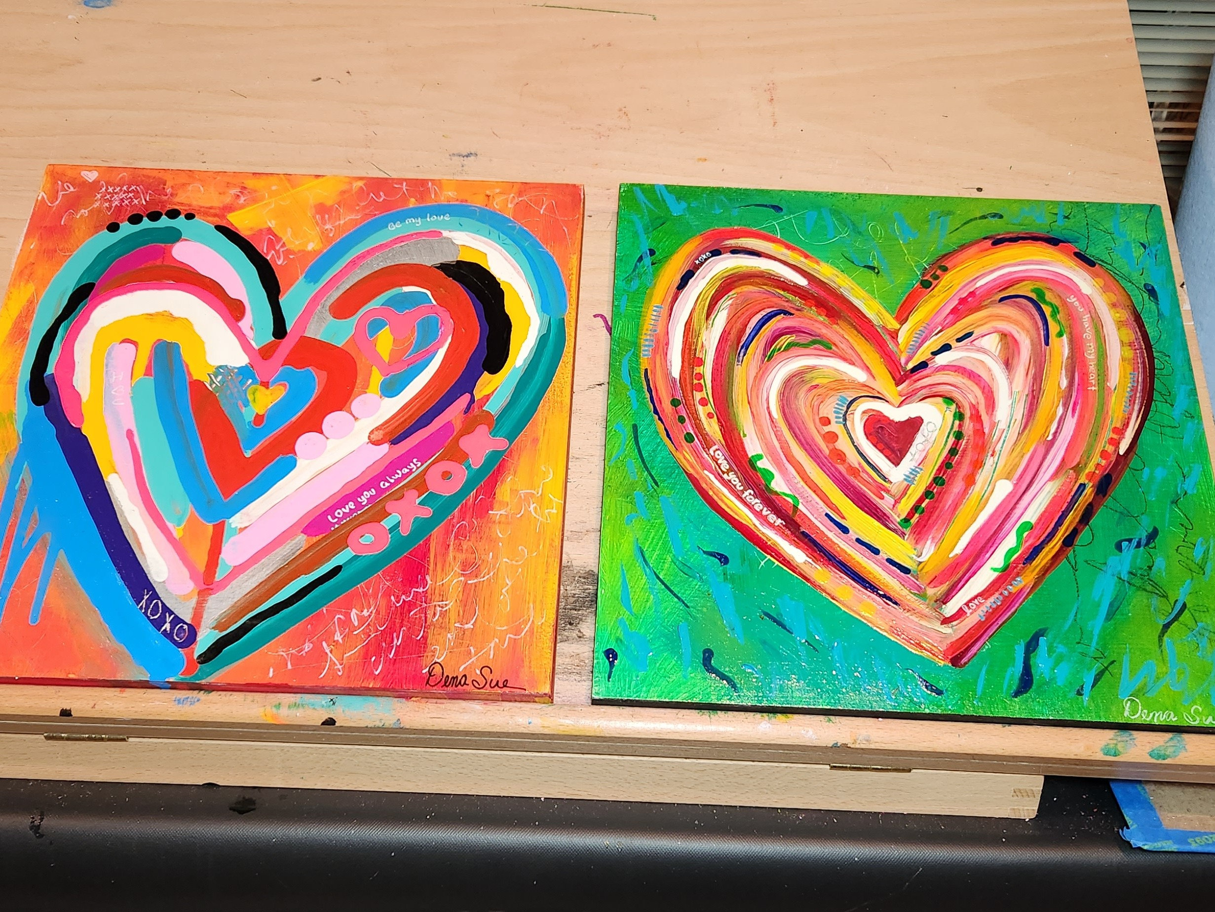 Colorful Heart Acrylic Painting, Bold Love Art, Valentine's Day