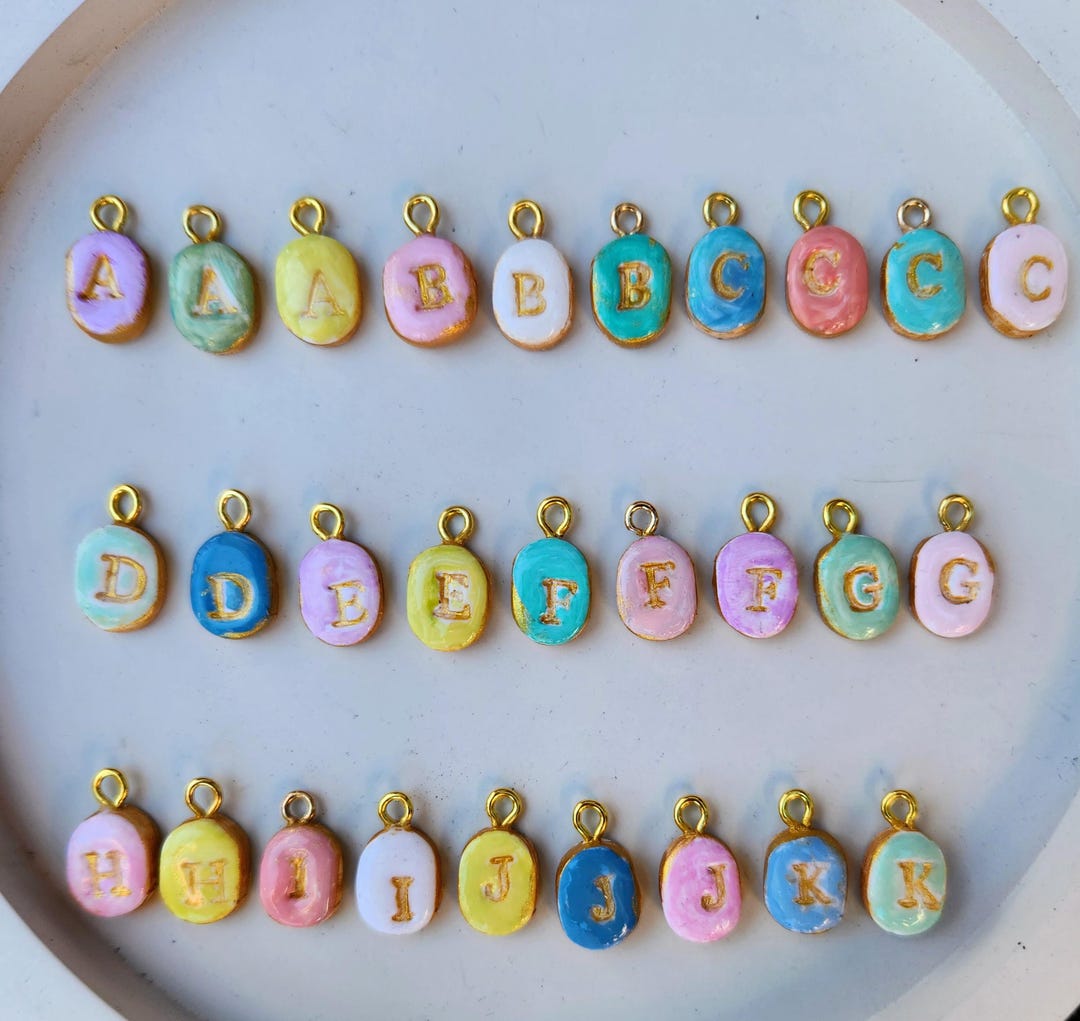 Initial Charms Handcrafted From Clay for Necklace or Bracelet, Charm ...