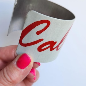 Repurposed California Cuff Bracelet, Cali Bracelet, Upcycled Tin jewelry for 10th Anniversary Gift