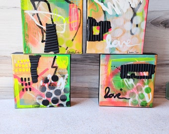 Original Mixed Media Art on Canvas, Bold, Vibrant Colors, Affordable Contemporary Wall Decor