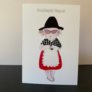 Cerdyn Penblwydd Hapus merch fach Cymraeg // A Little Welsh Lady Birthday Card