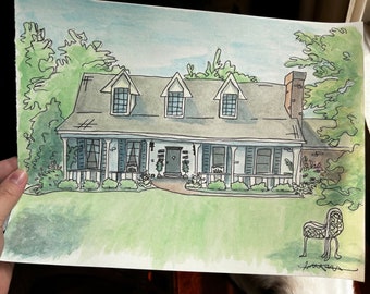 Custom Watercolor House Portrait - Personalized Home Painting - Etsy