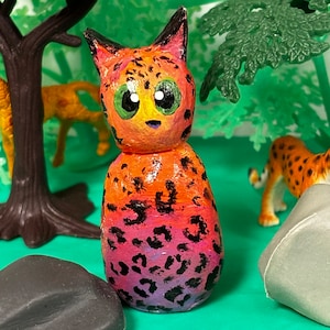 Handmade Rainbow Leopard Y2K Lisa Cat Figurine Personalized