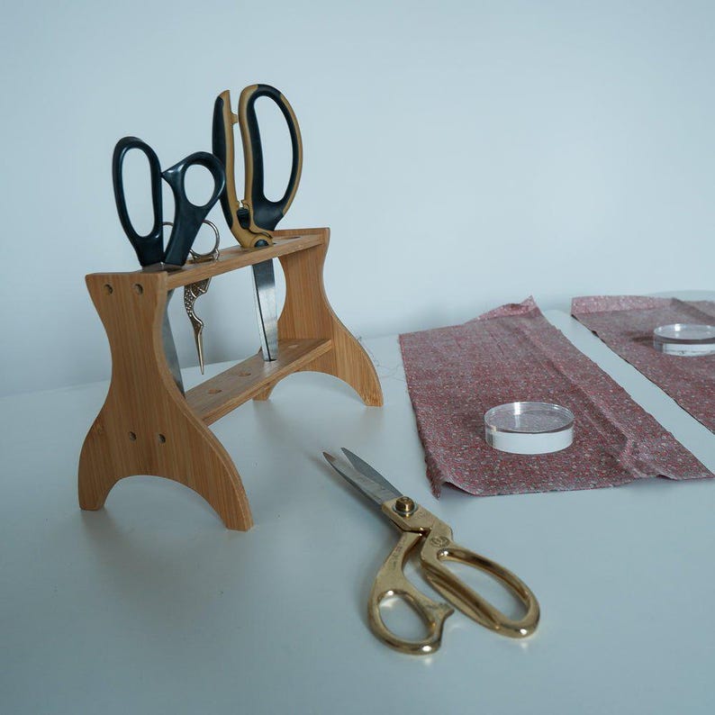 Bamboo Desktop Scissors Stand - Holds up to 5 Pairs of Shears - Etsy