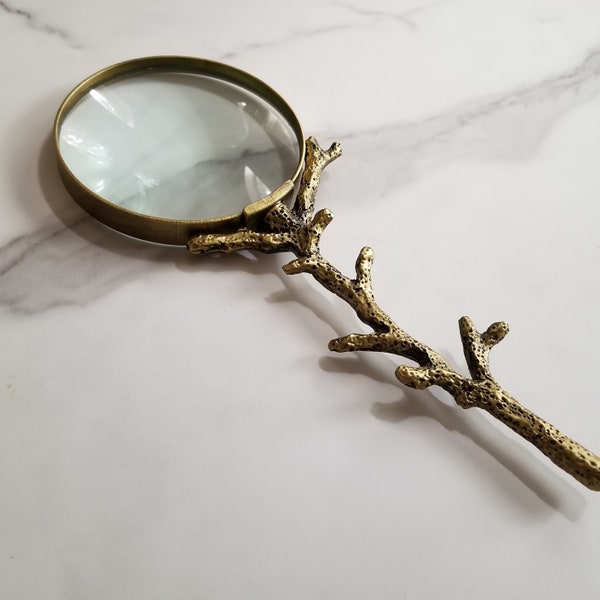 Handheld Recycled Cast Aluminum Twig Magnifying Glass