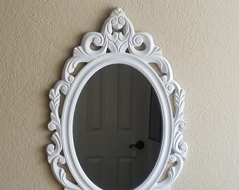 Antiqued White Wall Mirror