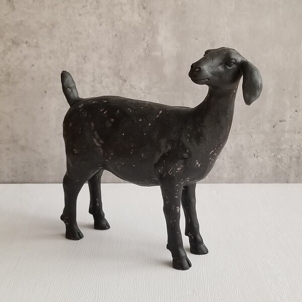 Iron Look Resin Standing Goat Sculpture