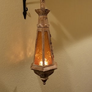 Amber Teardrop Hanging Lantern