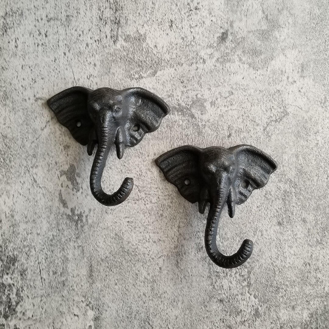 Elephant Wall Hook Set of 2 Etsy
