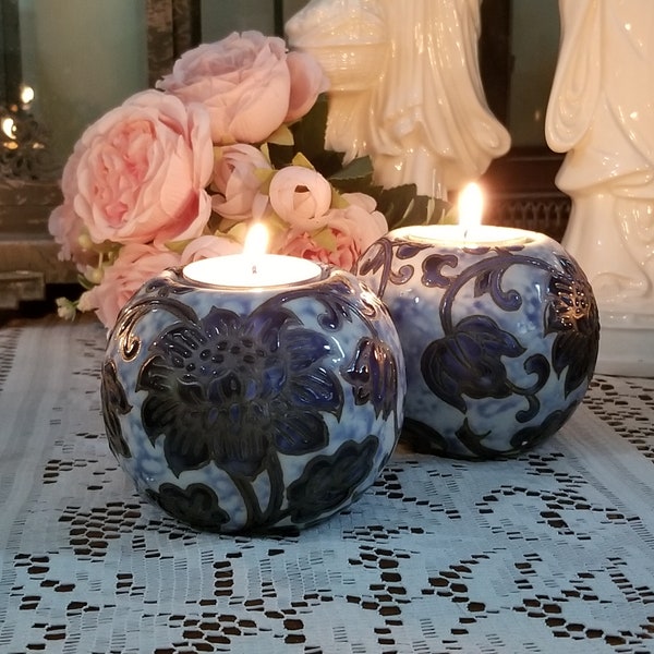 Peony Chinoiserie Ceramic Tealight Holder