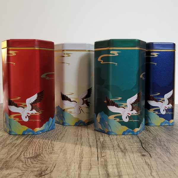 Red Crane Storage Tin