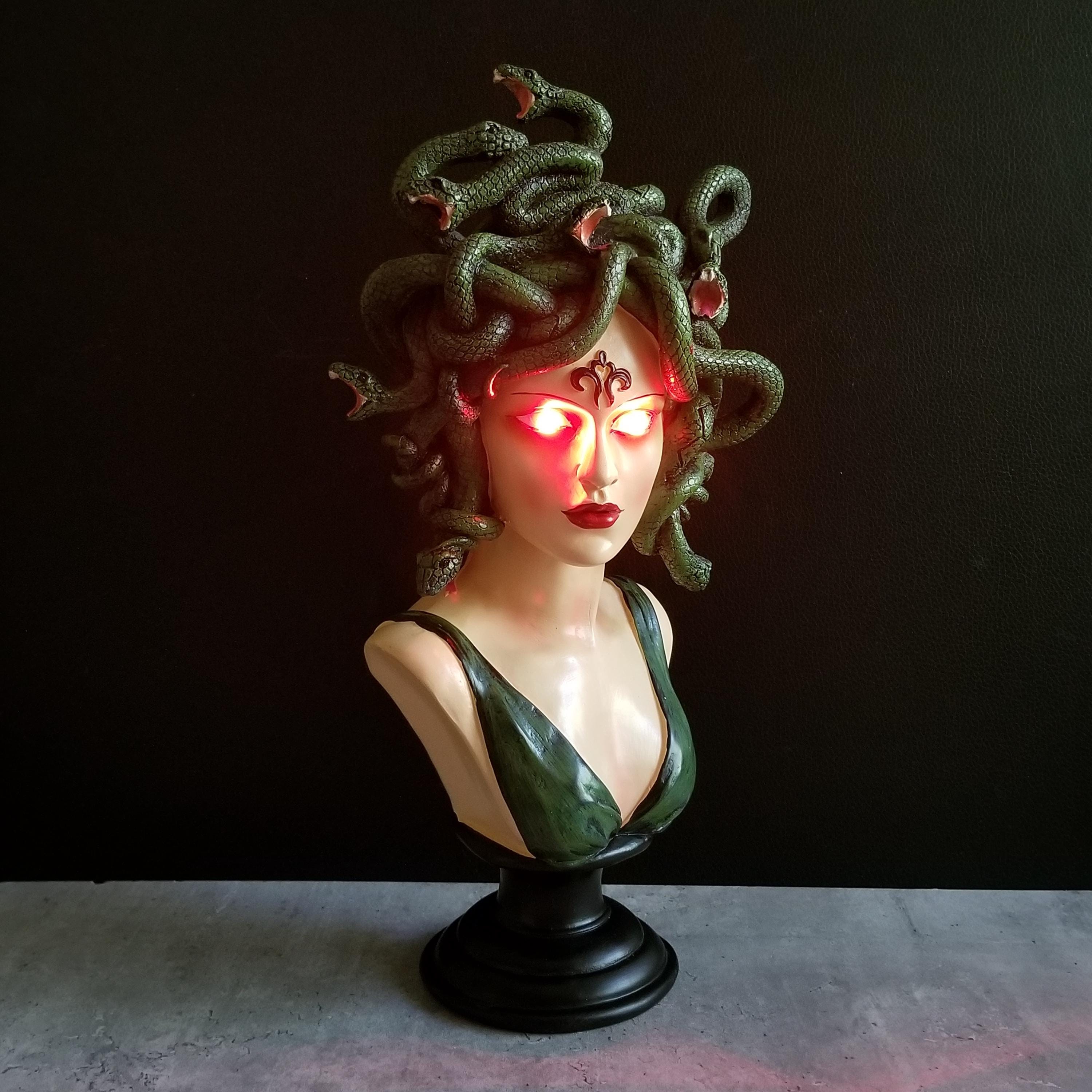 Halloween Decor, Resin Light-up Medusa Head Bust Sculpture