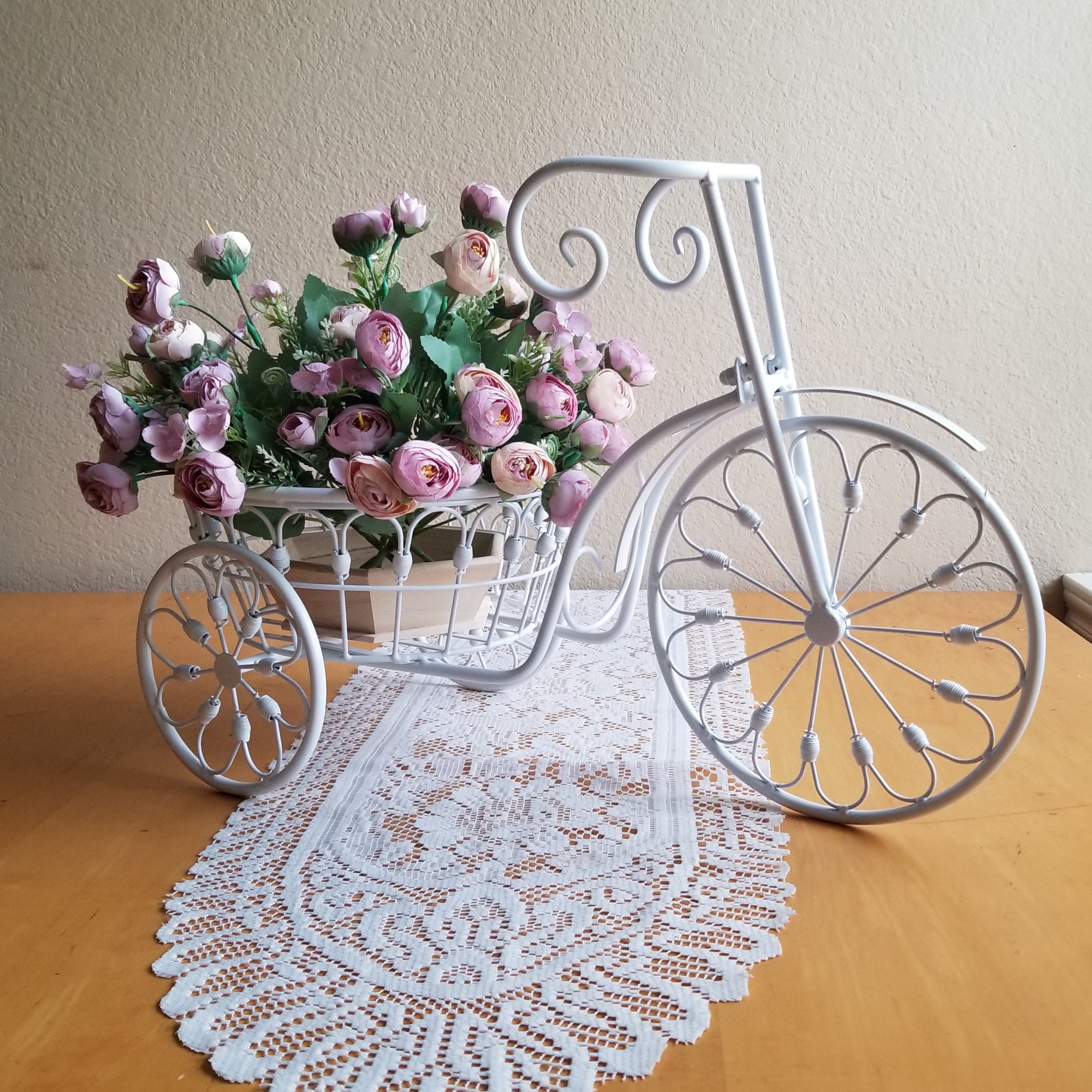 BSD National Supplies Vintage Style Bicycle Flower Holder, White