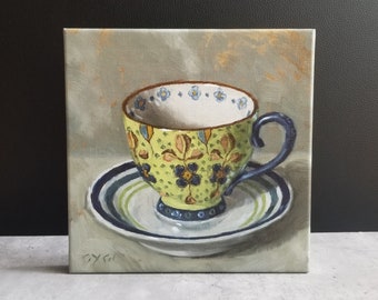 Green Teacup Giclee Canvas Art