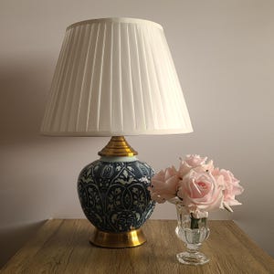 Chinoiserie, Chinoiserie Lamp, Blue China Porcelain & Brass Table Lamp w/ Complimentary Shade
