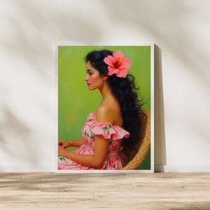The Beauty of Hawaii, Hawaiian Wall Art, Beautiful Hawaiian Woman, Hawaiian Portrait, Tropical Wall Art, Hawaiian Reverie Digital Download