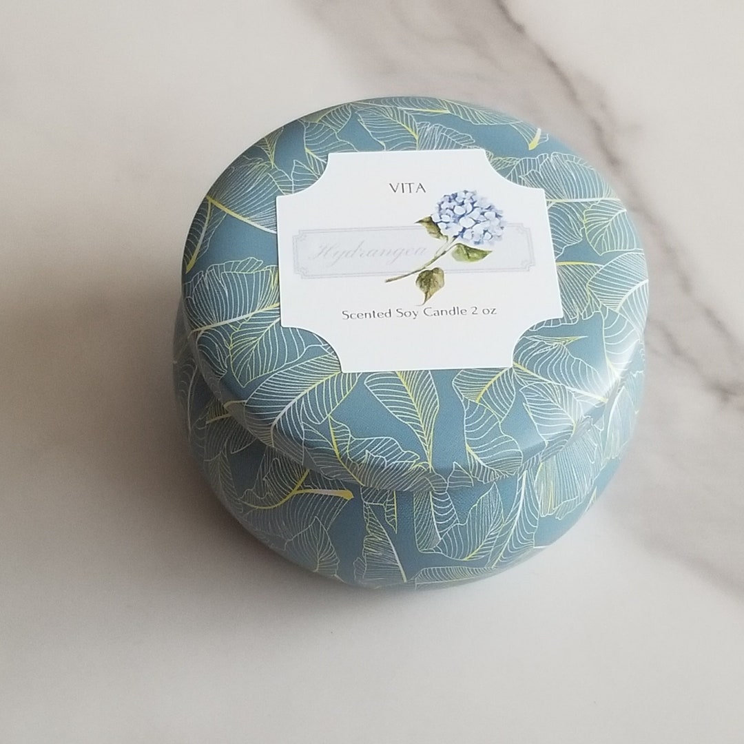 Hydrangea Scented Candle Tin by Vita 6 OZ Etsy