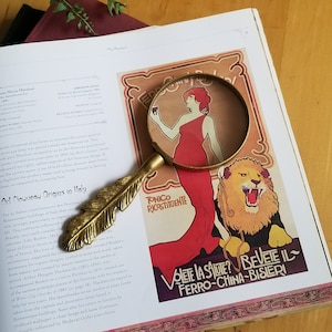 Pewter Magnifying Glass with Feather Handle