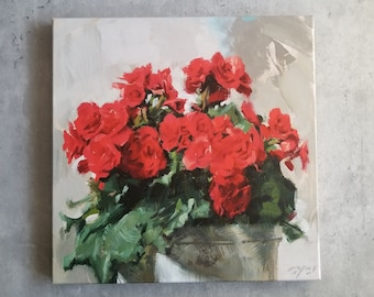 Begonias Giclee Canvas Wall Art 14x14