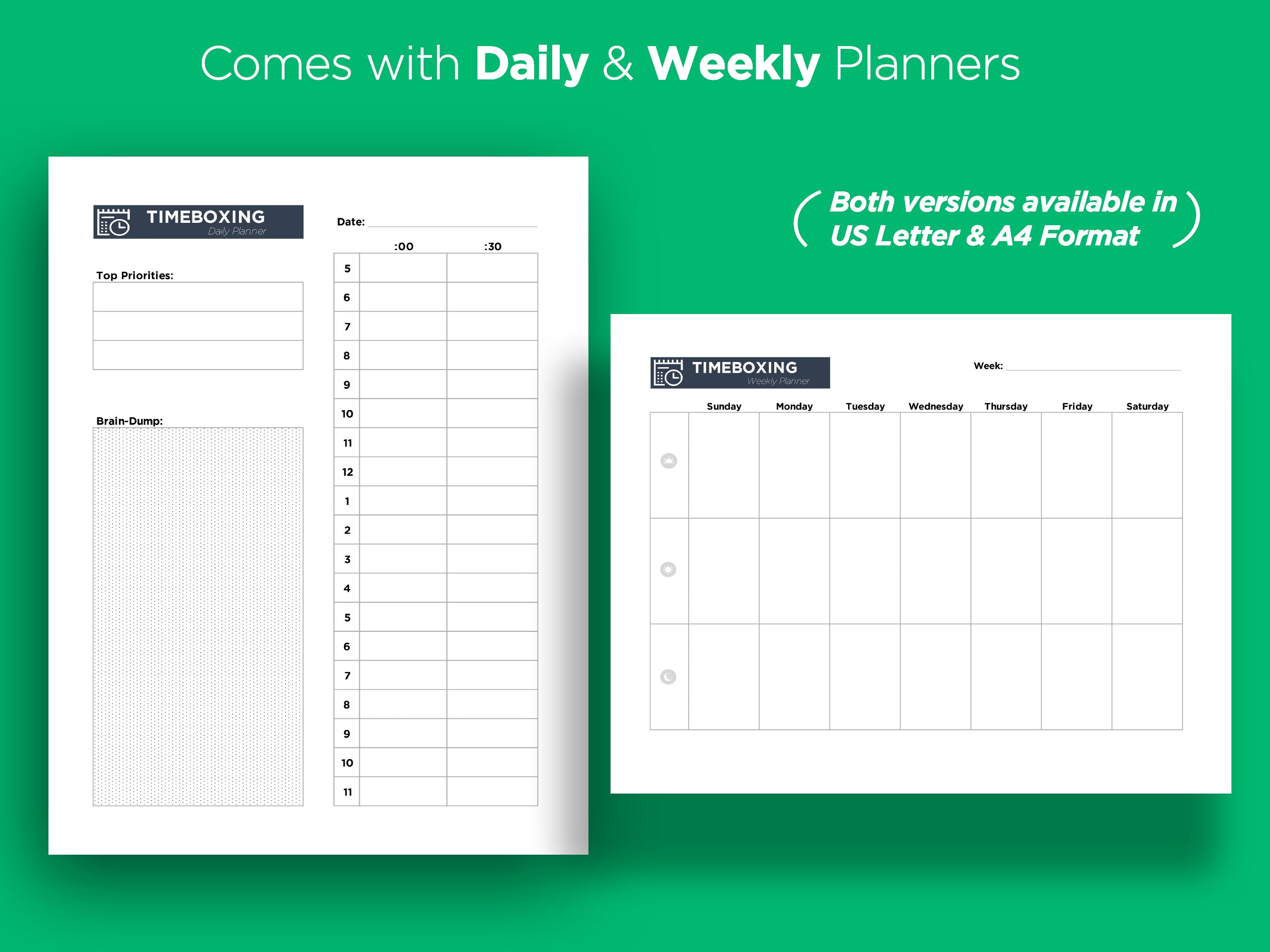 TIMEBOXING Digital Planner Daily Weekly Format Time Box Planner Digital