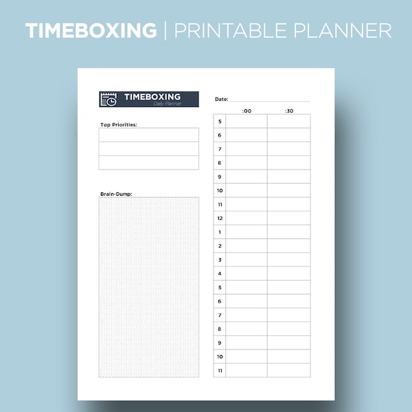 TIMEBOXING Digital Planner | Daily + Weekly Format | Time Box Planner | Digital Template | Printable PDF