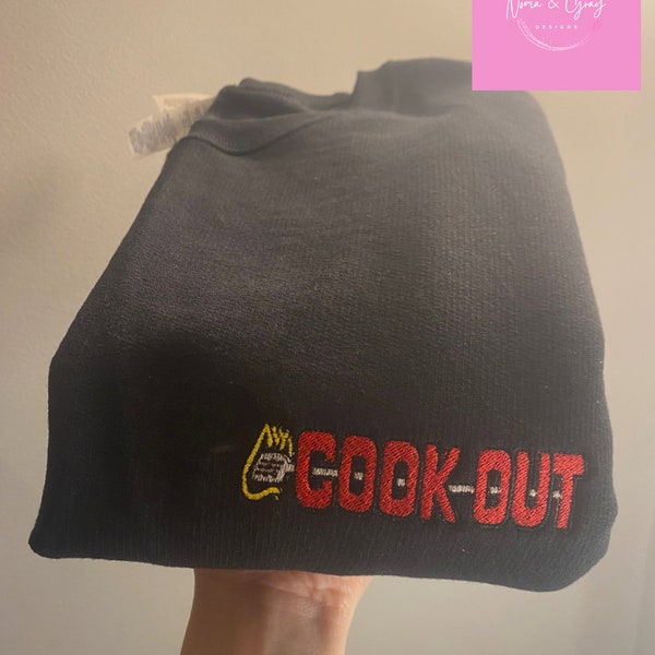 Cook out embroidered sweatshirt, fast food