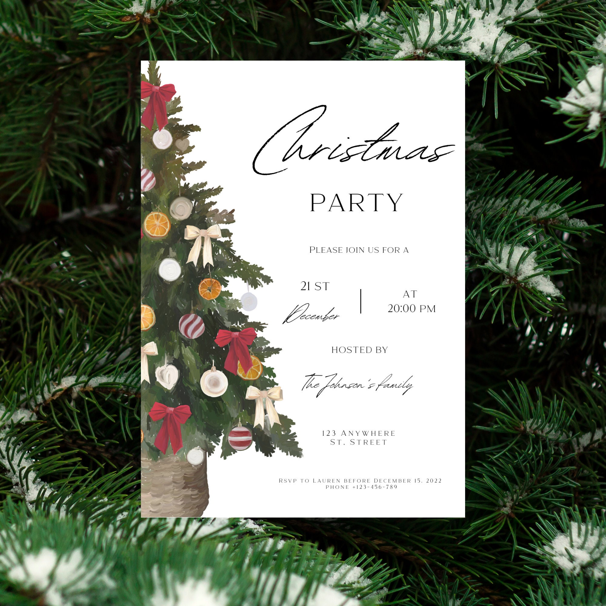 Christmas Party Invitation Holiday Party Invitation Template - Etsy
