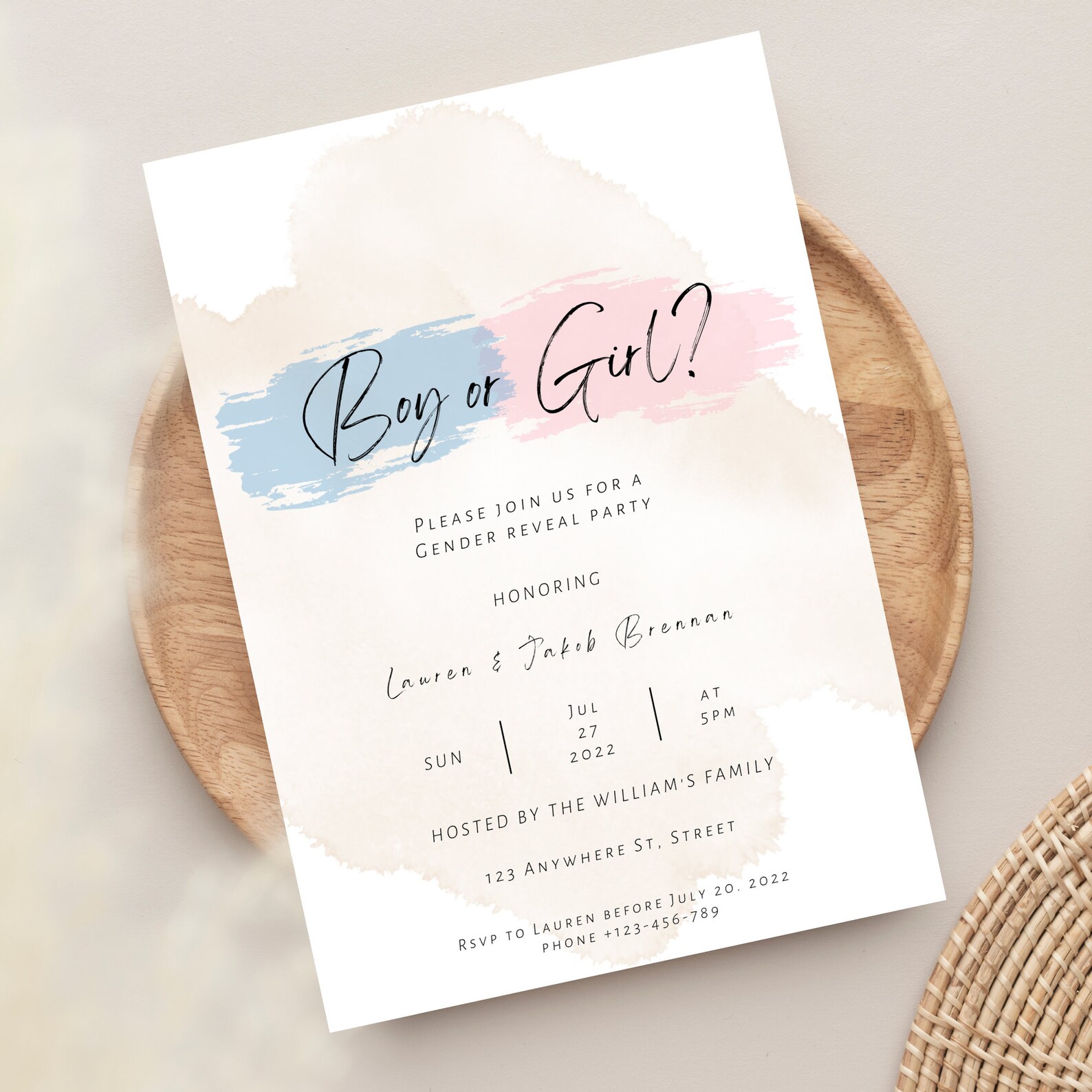 Editable Gender Reveal Invite Printable He or She Boy or - Etsy
