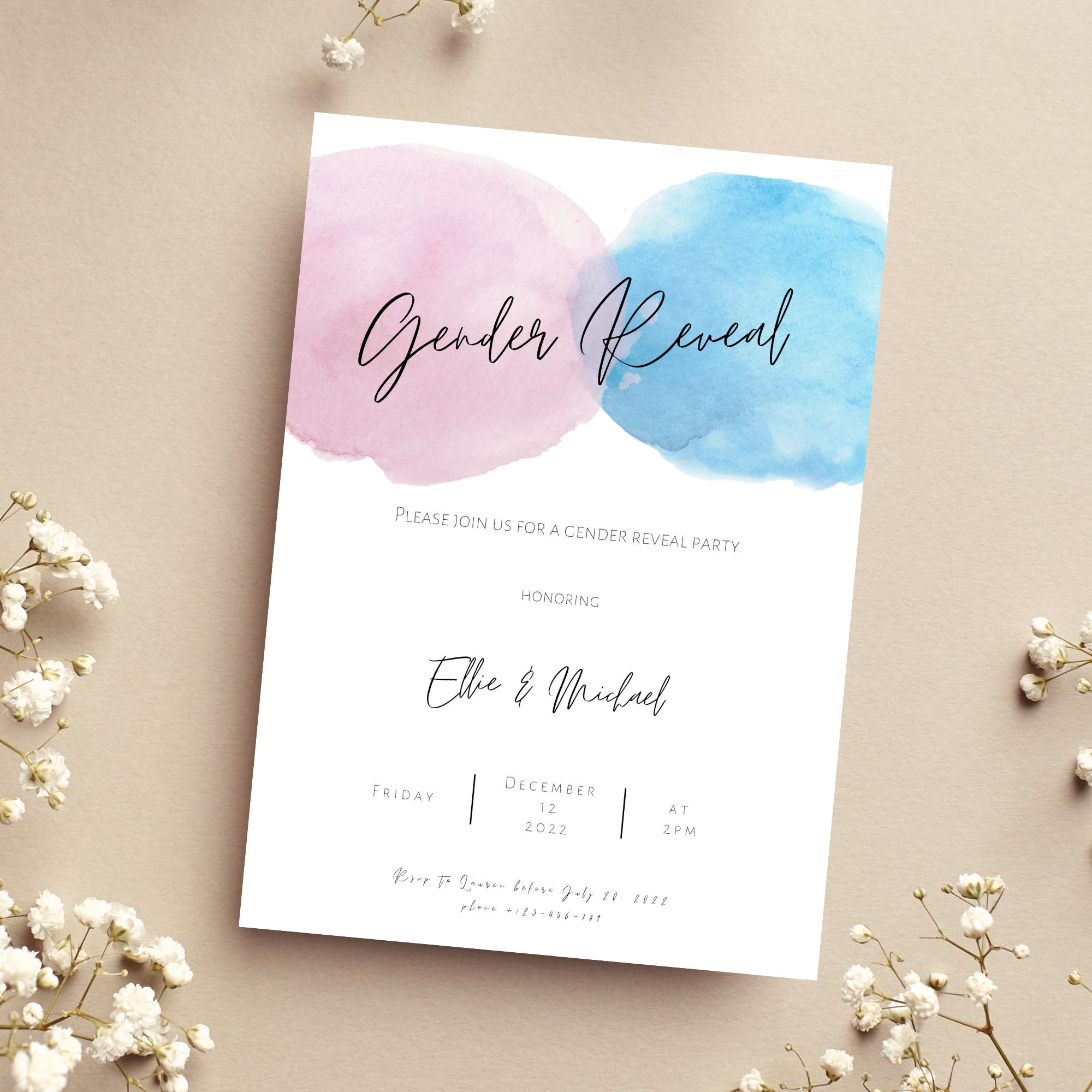 Editable Gender Reveal Invite Printable He or She Boy or - Etsy