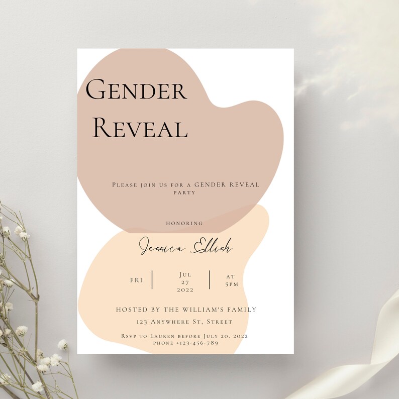 Gender Reveal Invitation Editable Gender Reveal Invite Etsy