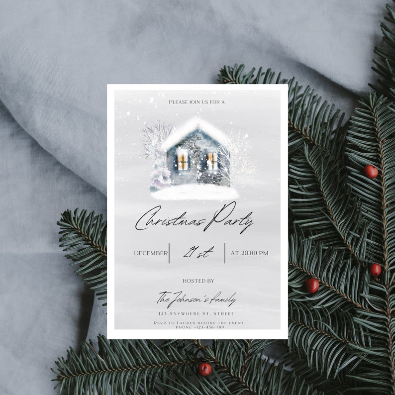 Editable Christmas Party Invitation Holiday Party Invite Etsy