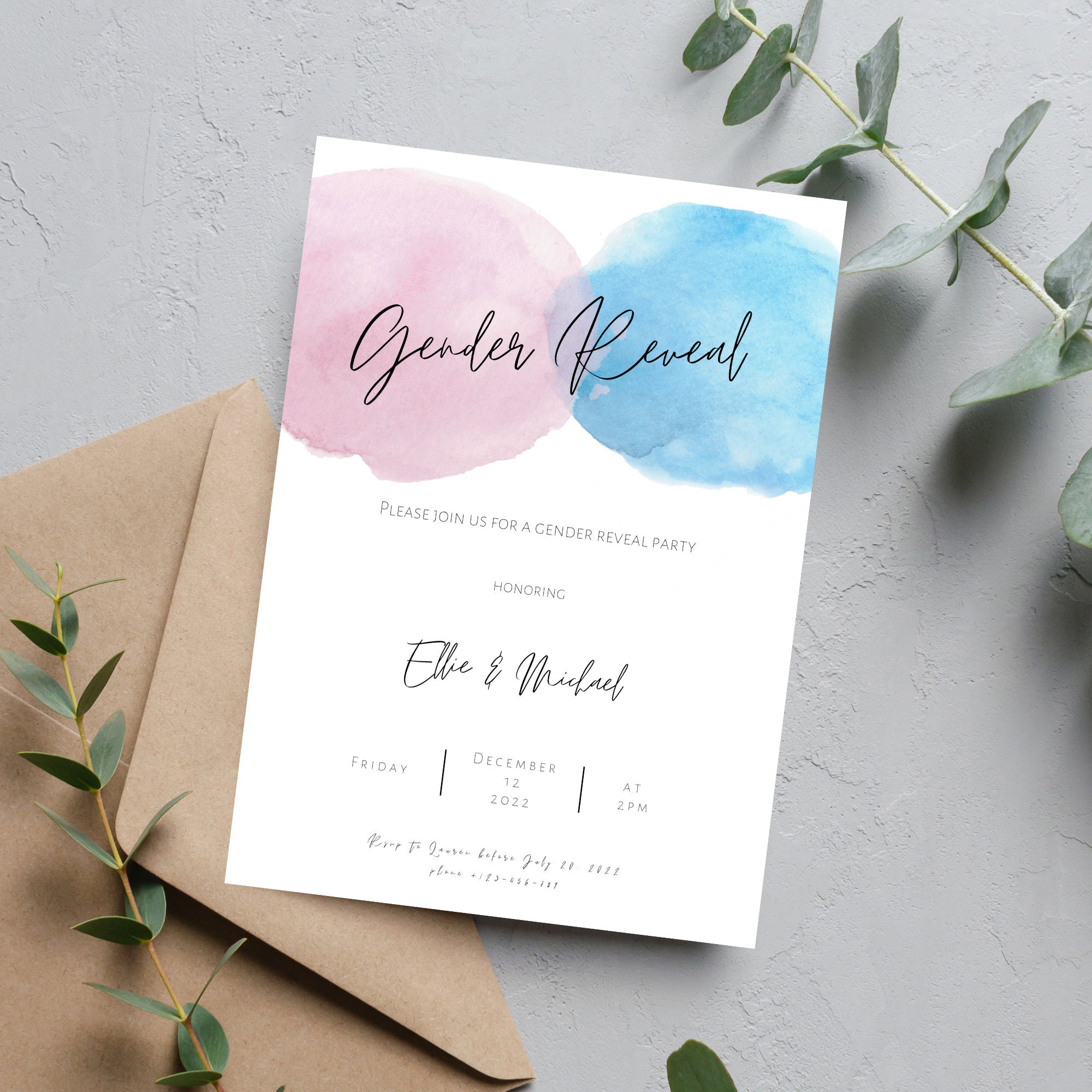 Editable Gender Reveal Invite Printable He or She Boy or - Etsy
