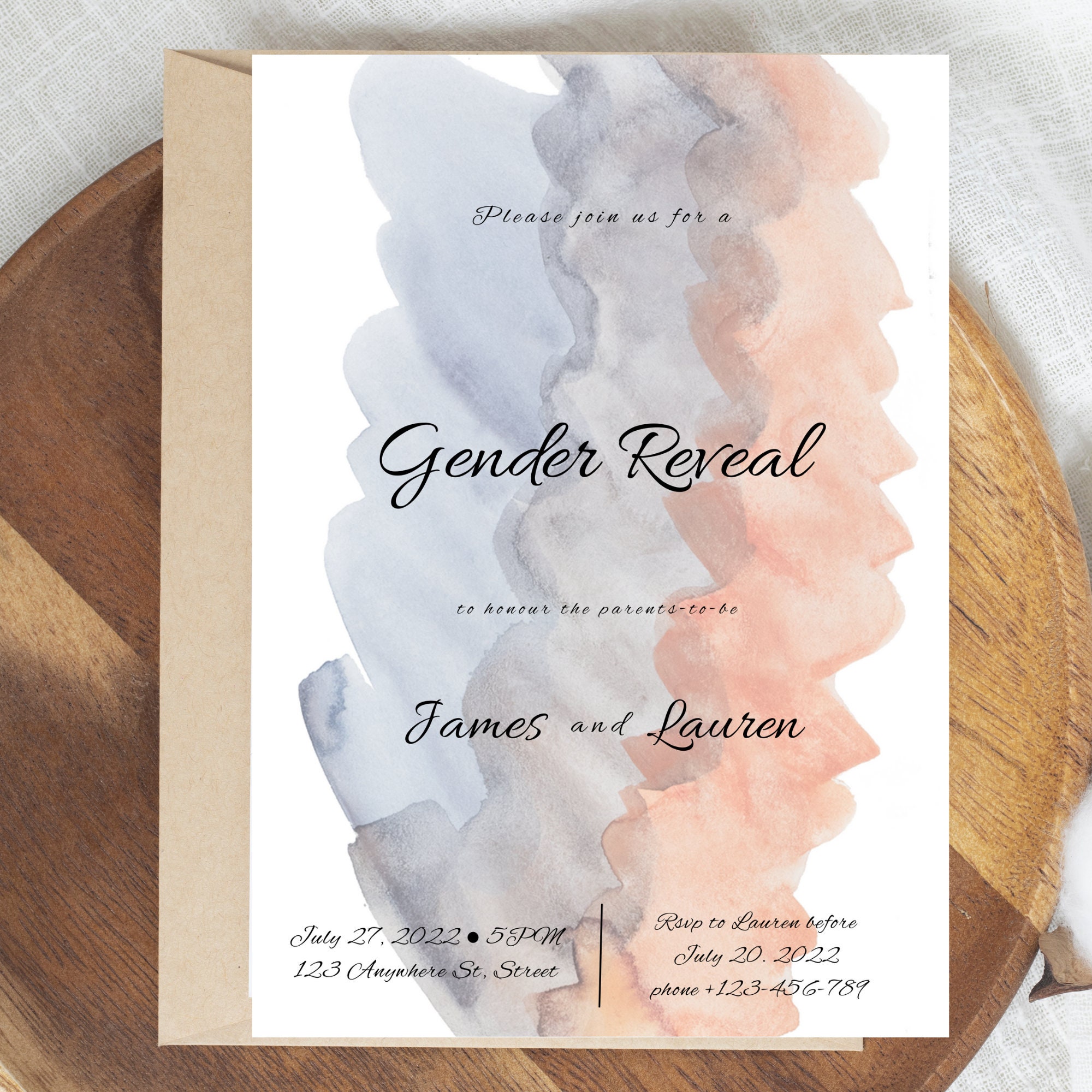 Editable Gender Reveal Invitation Printable Invitation He or - Etsy