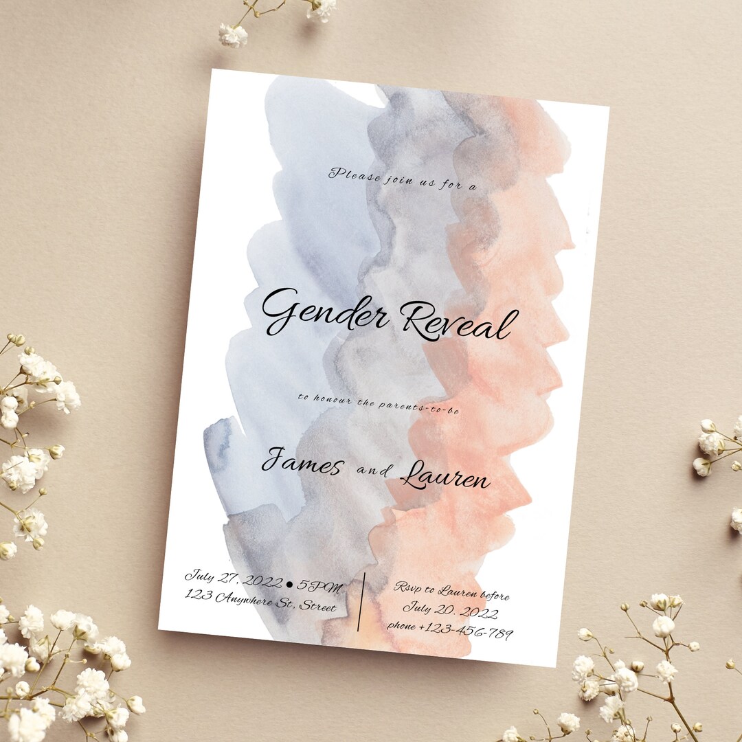 Editable Gender Reveal Invitation Printable Invitation He or - Etsy