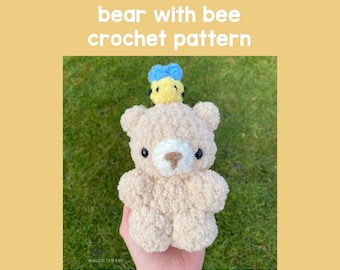 bear with bee crochet pattern - bear crochet pattern - crochet pattern - amigurumi - digital download