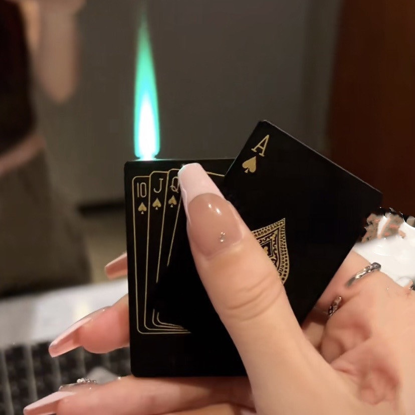 Playing Card Lighter Green Flame Poker Sprightlier Etsy