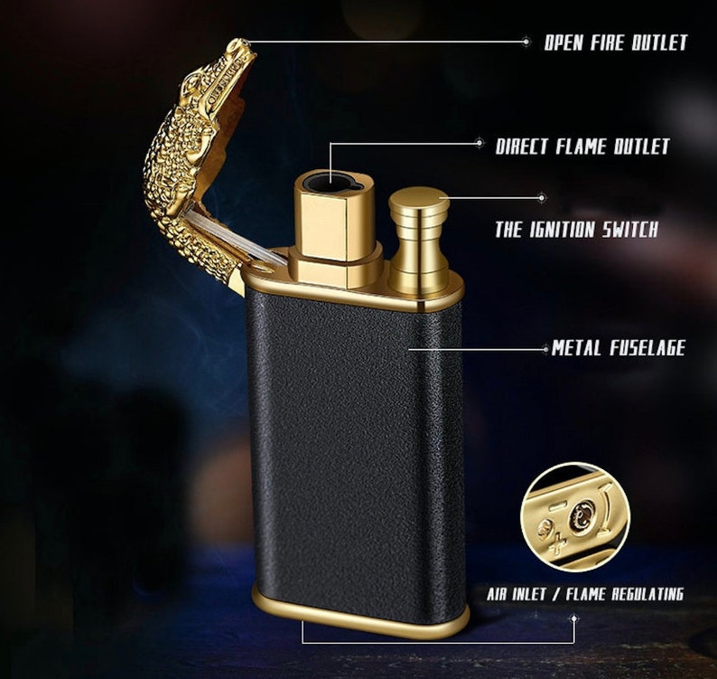 Croc Dragon Double Flame Lighter Creative Windprooof Lighter Etsy