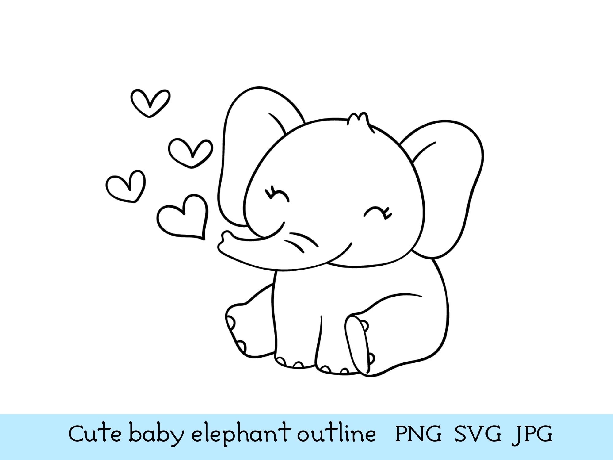 Cute Baby Elephant Svg Outline Baby Elephant Svg Elephant - Etsy Canada