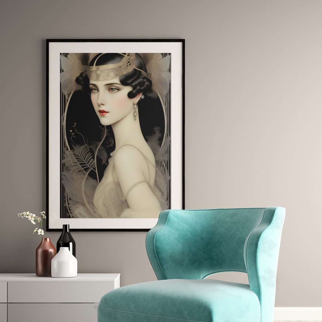 Art Deco Lady Poster Great Gatsby Era Art Print Flapper Girl - Etsy