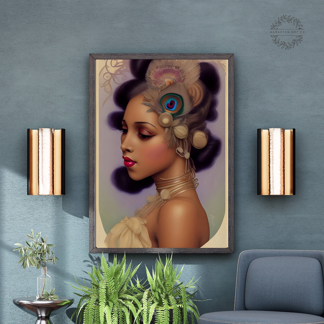 Art Deco Lady Great Gatsby Art Print Roaring 20s Poster Black Woman Art ...