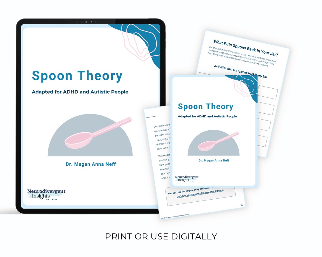 Autistic Workbook Spoon Theory Autistic Burnout Digital Workbook ADHD