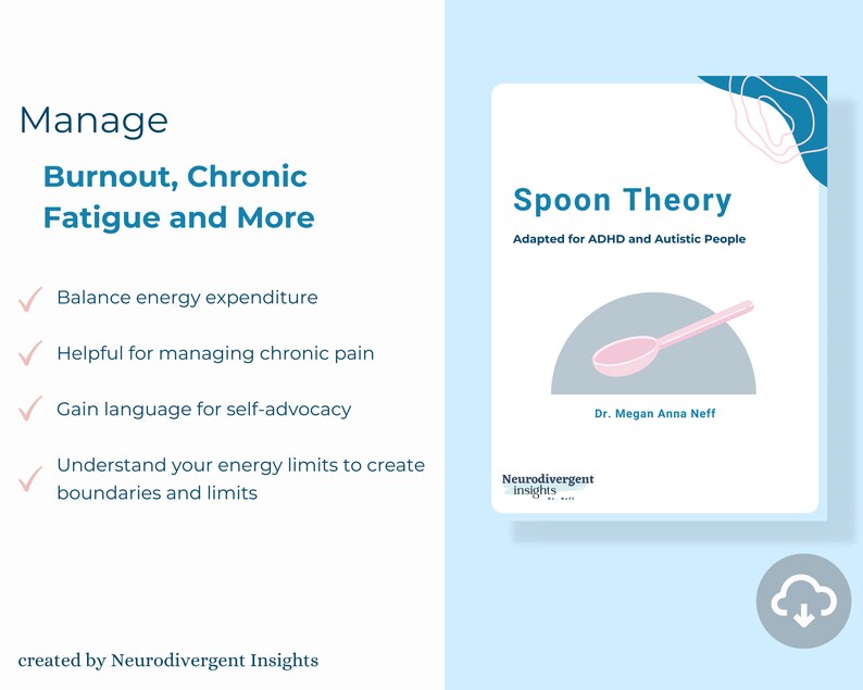 Autistic Workbook Spoon Theory Autistic Burnout Digital Workbook ADHD