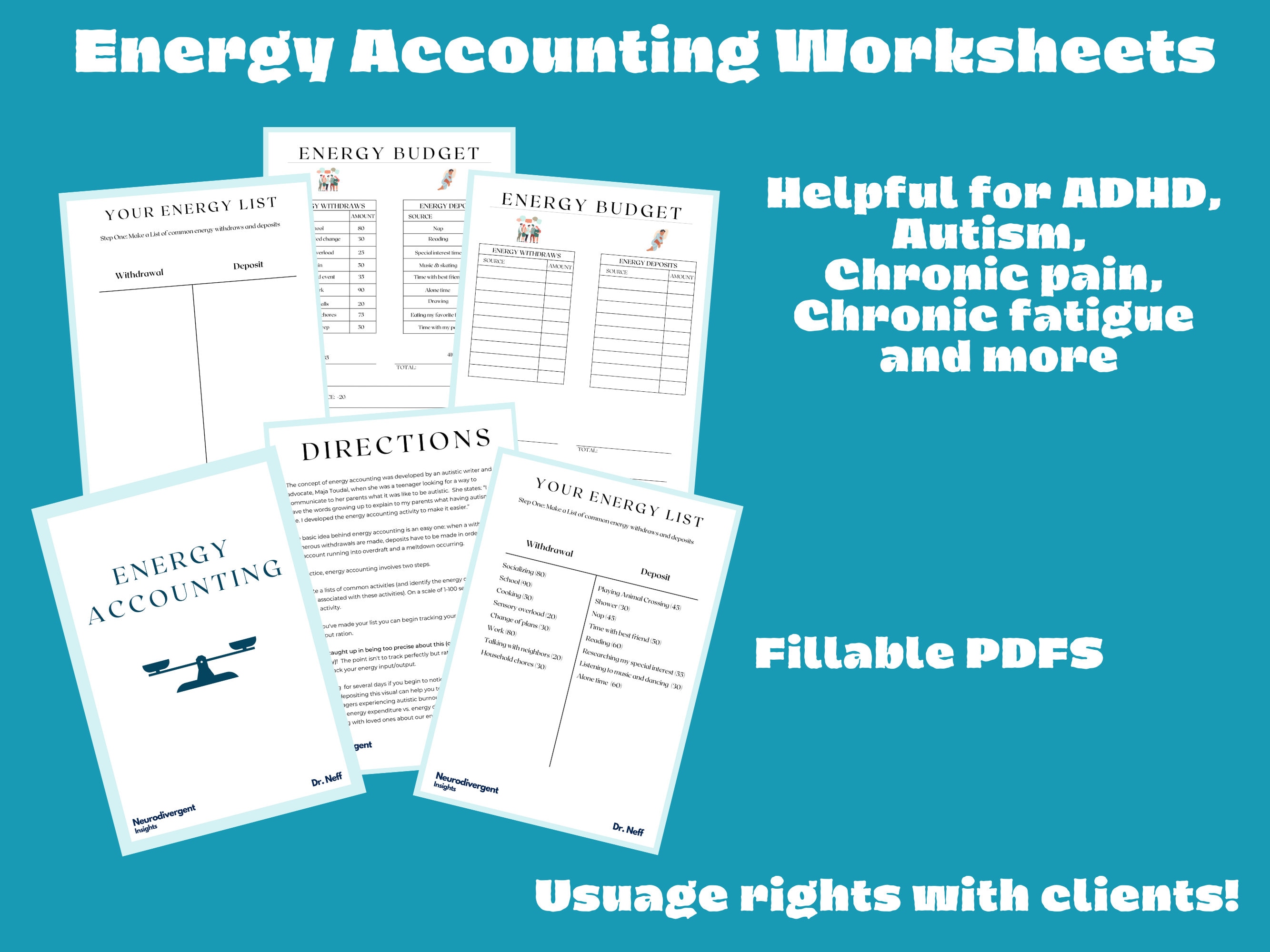 Energy Accounting Fillable Workbook and Worksheets for Etsy Australia