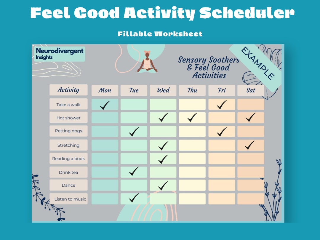 Sensory Soothers and Pleasurable Activity Planner fillable Etsy