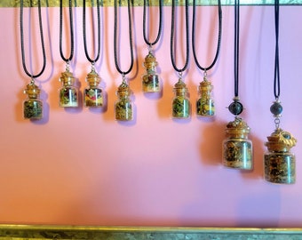Collana con bottiglia di incantesimo/Amore per se stessi/Buona fortuna/Protezione/Rilassamento/Protezione empatica/Attrazione/Gioielli di messa a terra